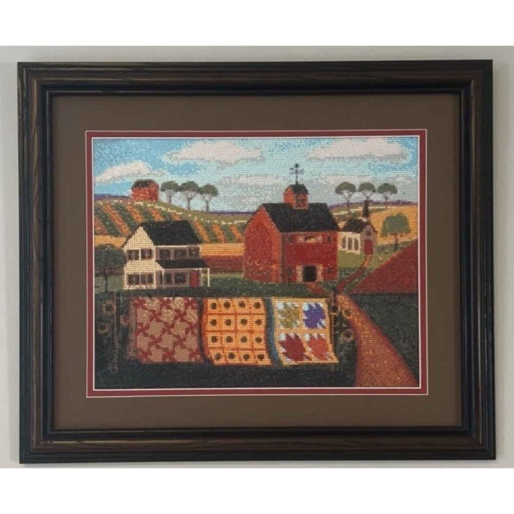 Framed Diamond Dot Art Farm Barn Quilt Country Wall Decor Folk Art 21x25